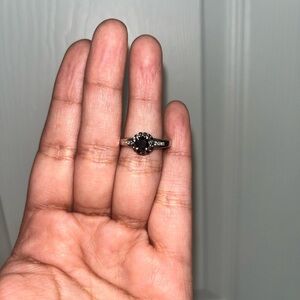 Elegant White Gold Ring with Black Diamond Stone